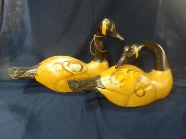Pair Early Ethan Allen Large Goose Decoy Sculptures
