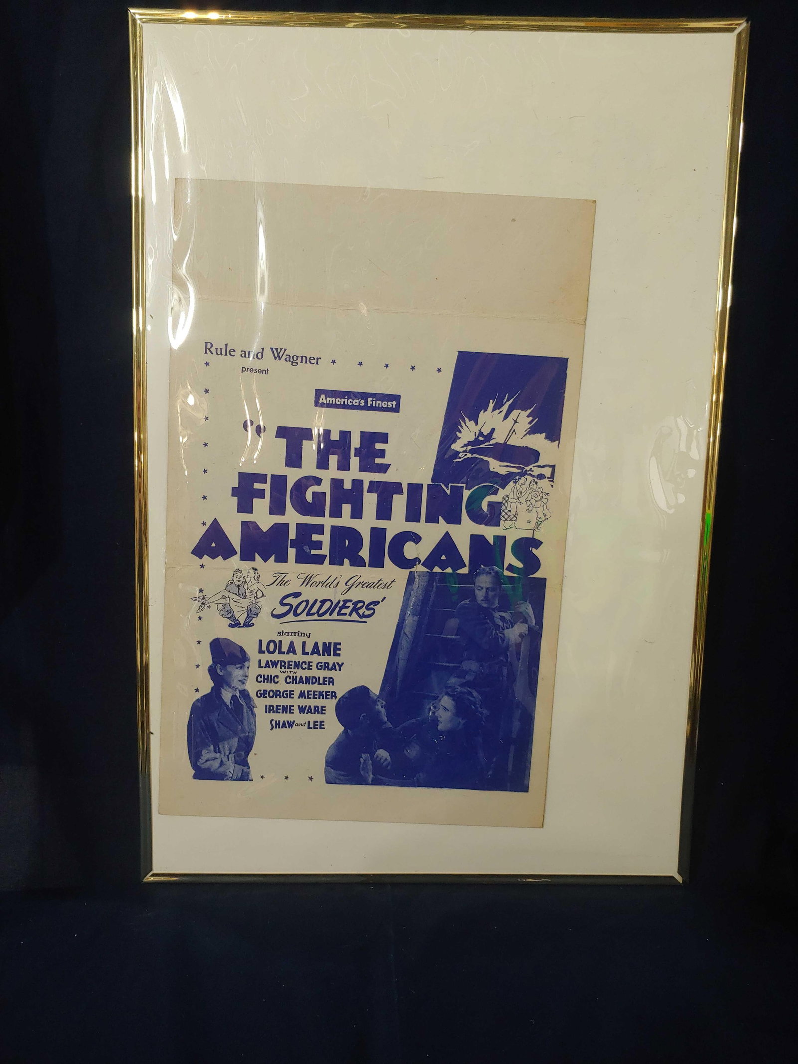 1930s War Movie Poster: The Fighting Americans, staring Lola Lane. 14x22