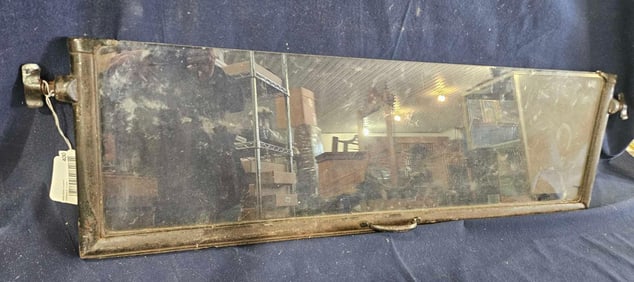 EARLY STEEL FRAMED GLASS AUTOMOBILE WINDSHIELD