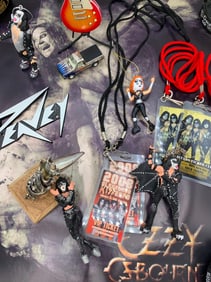 OZZY Osbourne Poster, KISS Ornaments, Passes & Gibson Guitar Collectibles, Gothic Hinged Ring