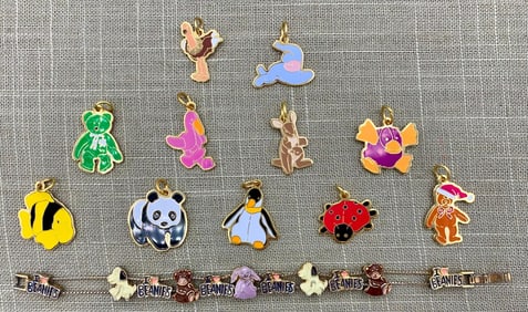 12 pc Beanie Baby Bracelet & Charm Collection