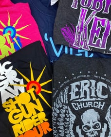 5 pc Country Music Concert Shirts & Tote Bag: Eric Church, Toby Keith, Keith Urban, Tim McGraw