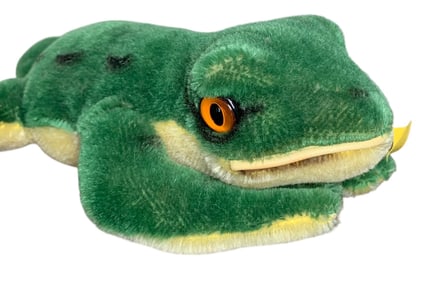 Vintage German STEIFF Froggy the Frog Stuffed Wool & Cotton Animal Toy with Tags