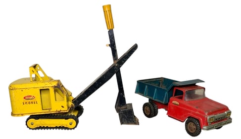 2 Vintage TONKA Trucks: Construction Shovel & Early Tonka Dump Truck