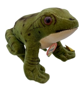 Vintage German STEIFF Froggy the Frog Cotton Velveteen Stuffed Animal Toy with Tags