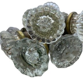 6 Victorian era Clear Glass Antique Door Knob Handle Sets
