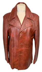 Fantastic Vintage 1970s GRAIS Cabretta Spiced Leather Notched Collar Blazer, Men's Coat
