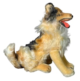 Vintage German STEIFF Wool/Cotton Plush COLLIE Dog, Stuffed Animal Toy with Tags