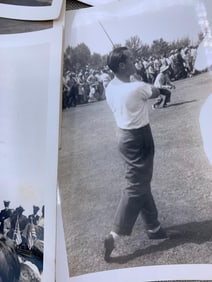 32 pc Candid 1942 Bing Crosby & Bob Hope War Bonds Golf Exhibition Photos,Sterling Silver Golf Pins