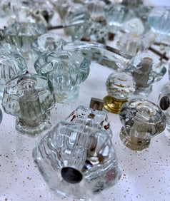 51 Antique to Vintage Pressed Glass Drawer Knobs, Hardware Cabinet Door Pulls