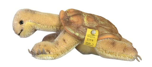 Vintage German STEIFF SLO the Turtle Wool & Cotton Stuffed Animal Toy with Tags
