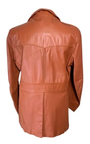 1970s Men's 007 James Bond Style Cognac Leather Blazer Jacket, Made in Korea