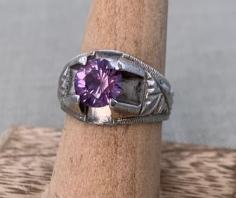 Color Changing 2 Carat Created Alexandrite Solitaire Gemstone Sterling Silver Men's Ring