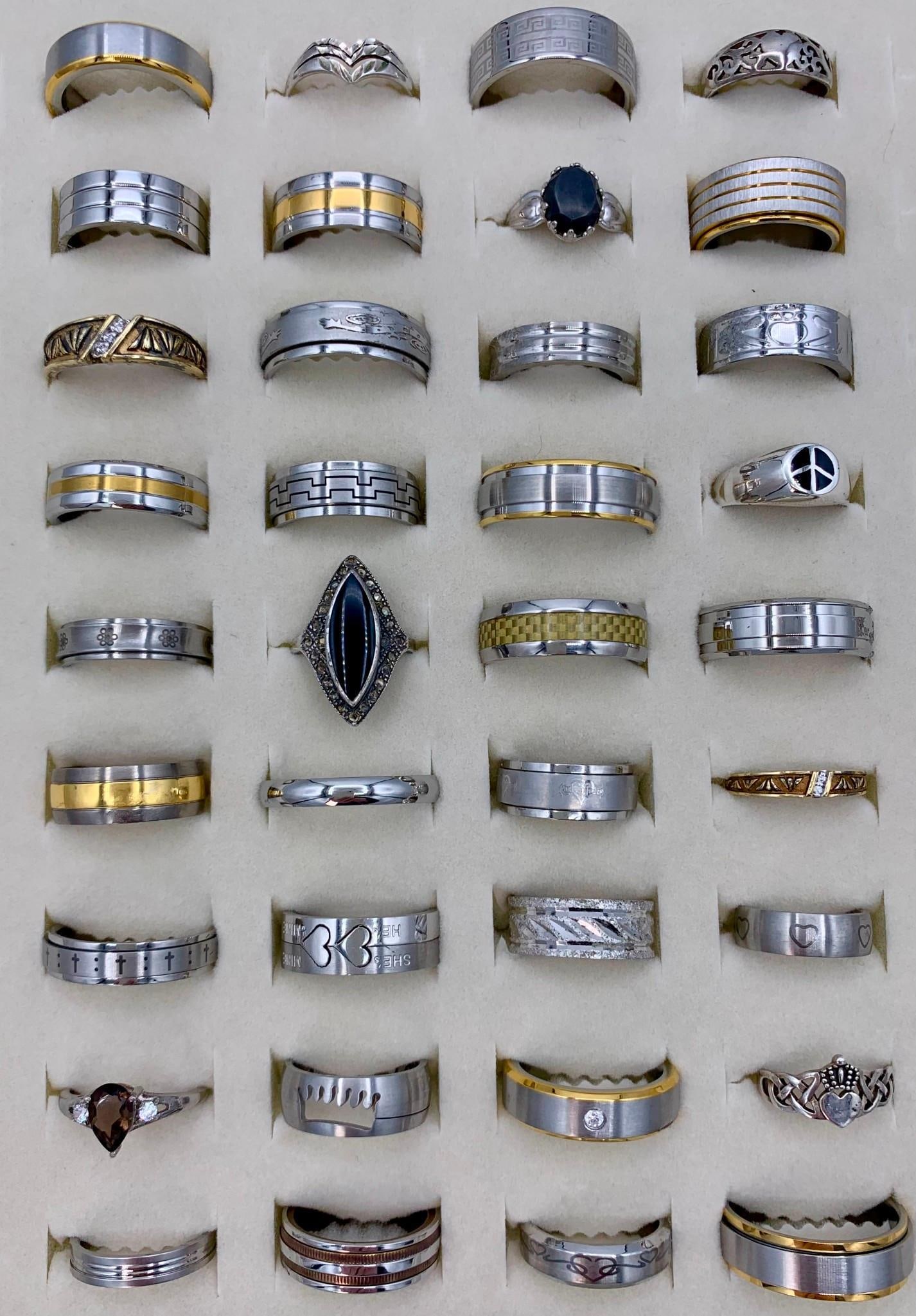36 Fine Sterling Silver, Stainless Steel & Costume Fashion Jewelry Ring Collection (1 of 8)