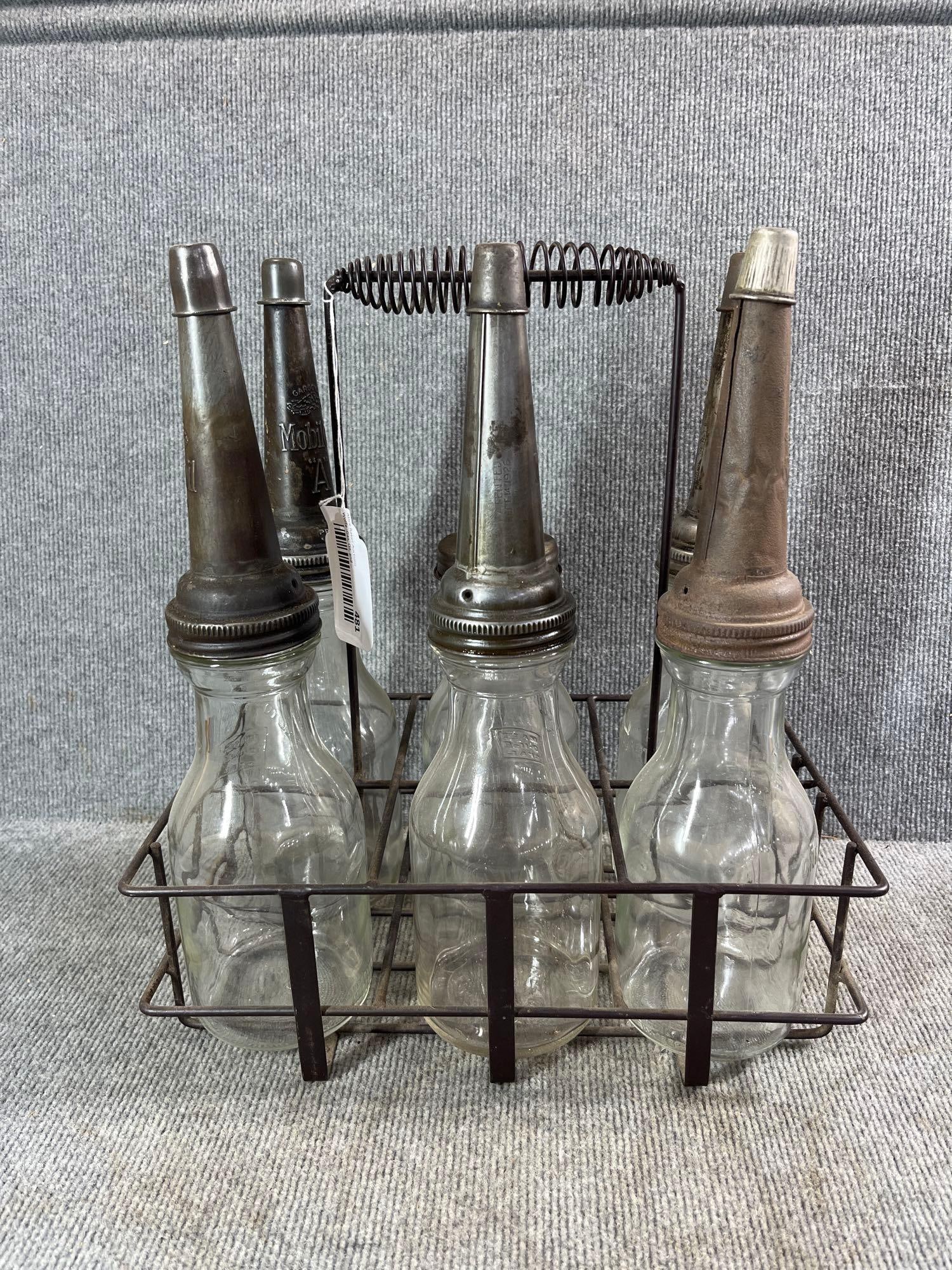 6- Glass 1qt Oil Bottles with carrier (1 of 4)