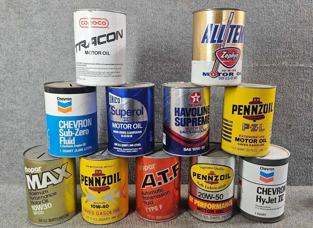 11- Various 1qt coin bank cans (1 of 8)