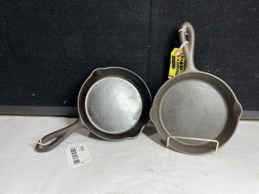 Pair of Hammered Cast Iron #3 Skillets
