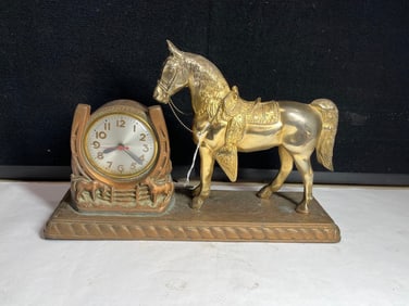 Sessions Brass Horse Clock