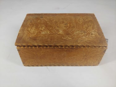 Early Decorated Wooden Postcard Box