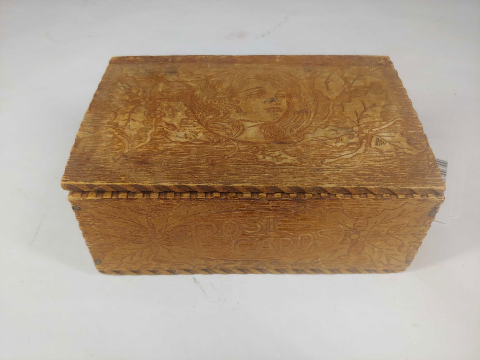 Early Decorated Wooden Postcard Box (1 of 7)