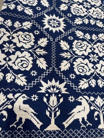 Harriet Horning 1842 Cream & Blue Coverlet