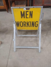 Men Working Folding Curb Sign