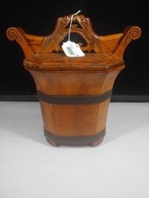 Antique Chinese Hand Carved Rice Bucket