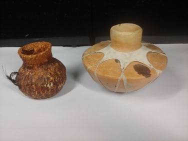 Early Native American Pottery & Woven Basket
