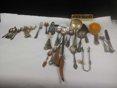 Sterling Silver Platters, Shakers, and Utensils