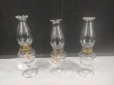 1870s Glass Lomax and Finger Oil Lamps