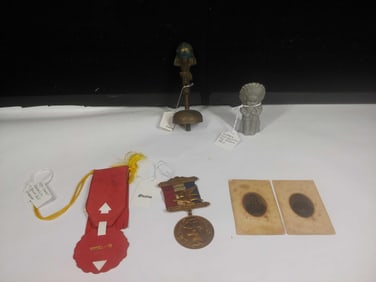 F of A Foresters Badge, Clock Bell, Indian, and Small Collectibles
