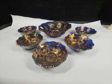 Fenton Little Blue Flower Pattern Fruit Serving Set