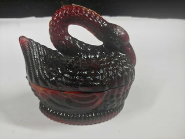 Ruby Red Swan On Nest