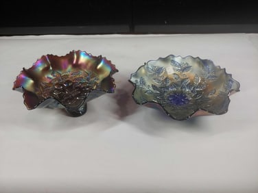 Northwood & Fenton Firey Amethyst Candy Bowls