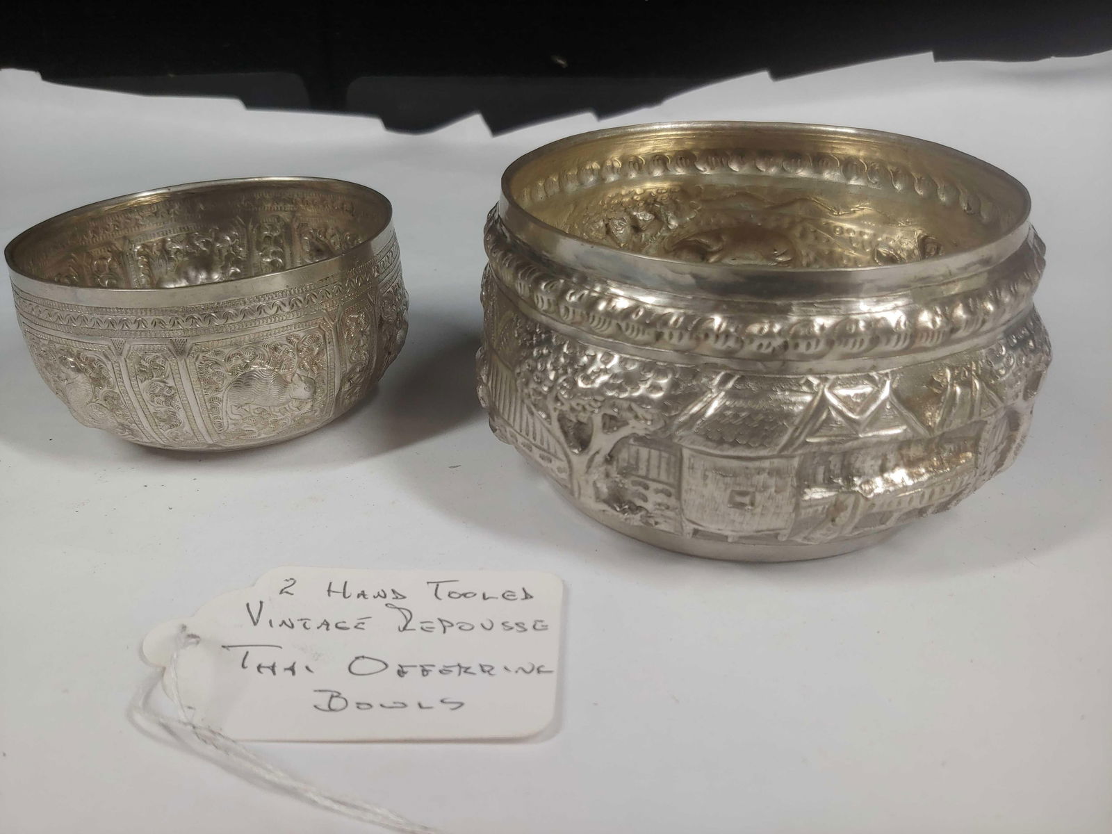 Pair of Hand Tooled Thai Offering Bowls (1 of 8)