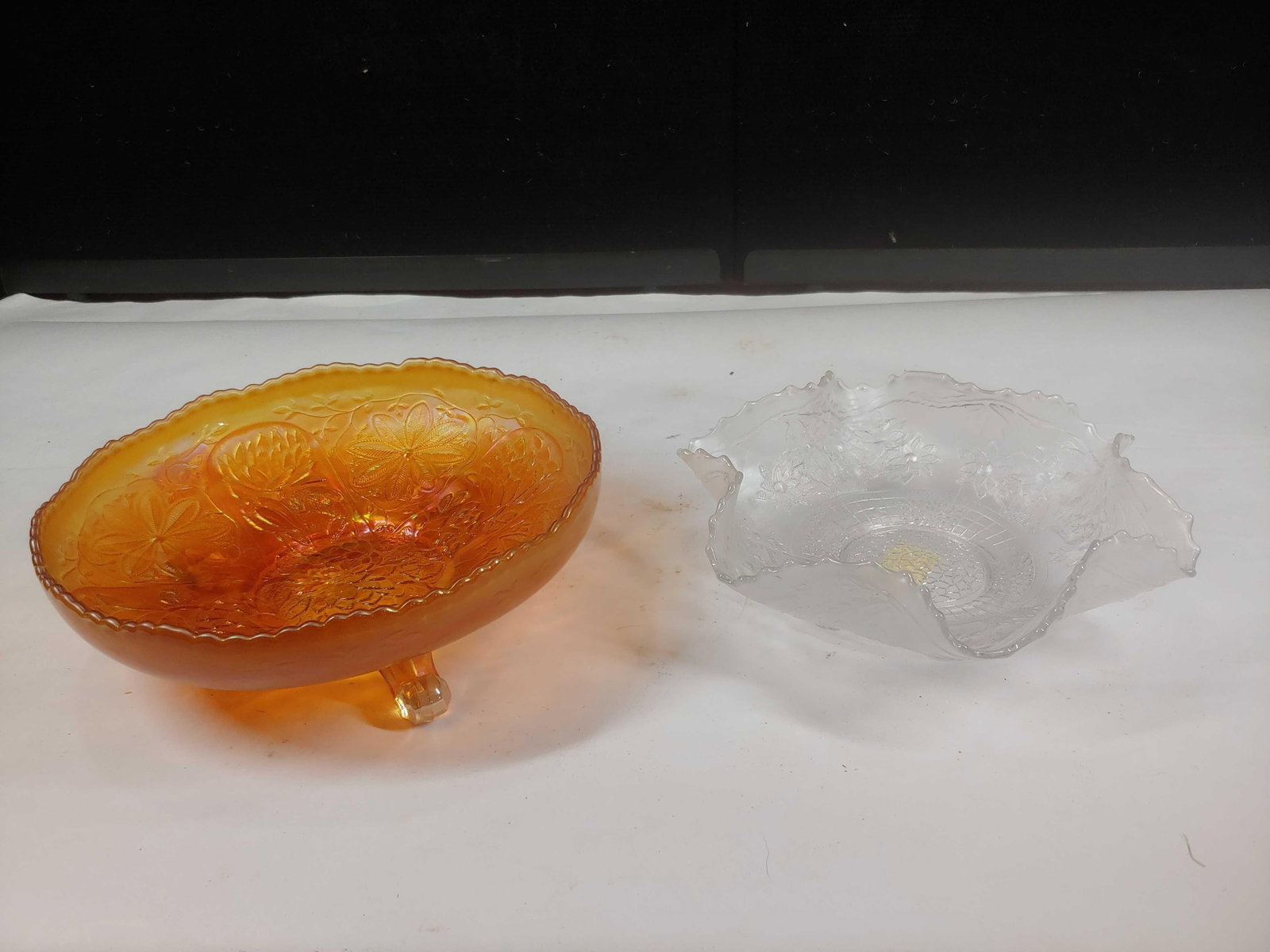 Waterlily & Bearded Berry Fenton Dishes: Both are in great condition! 8.5 and 9 inch diameters. No chips or cracks