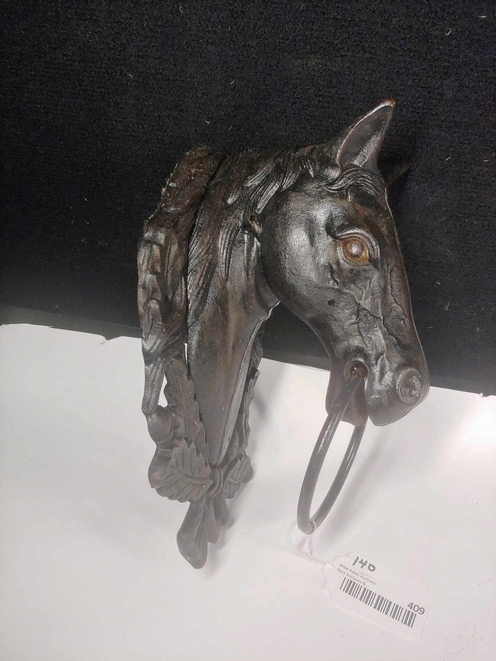 Cast Iron Horse Head Door Knocker: 11 inches tall.
