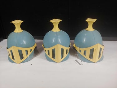 Set of 3 Painted Knight Helmets