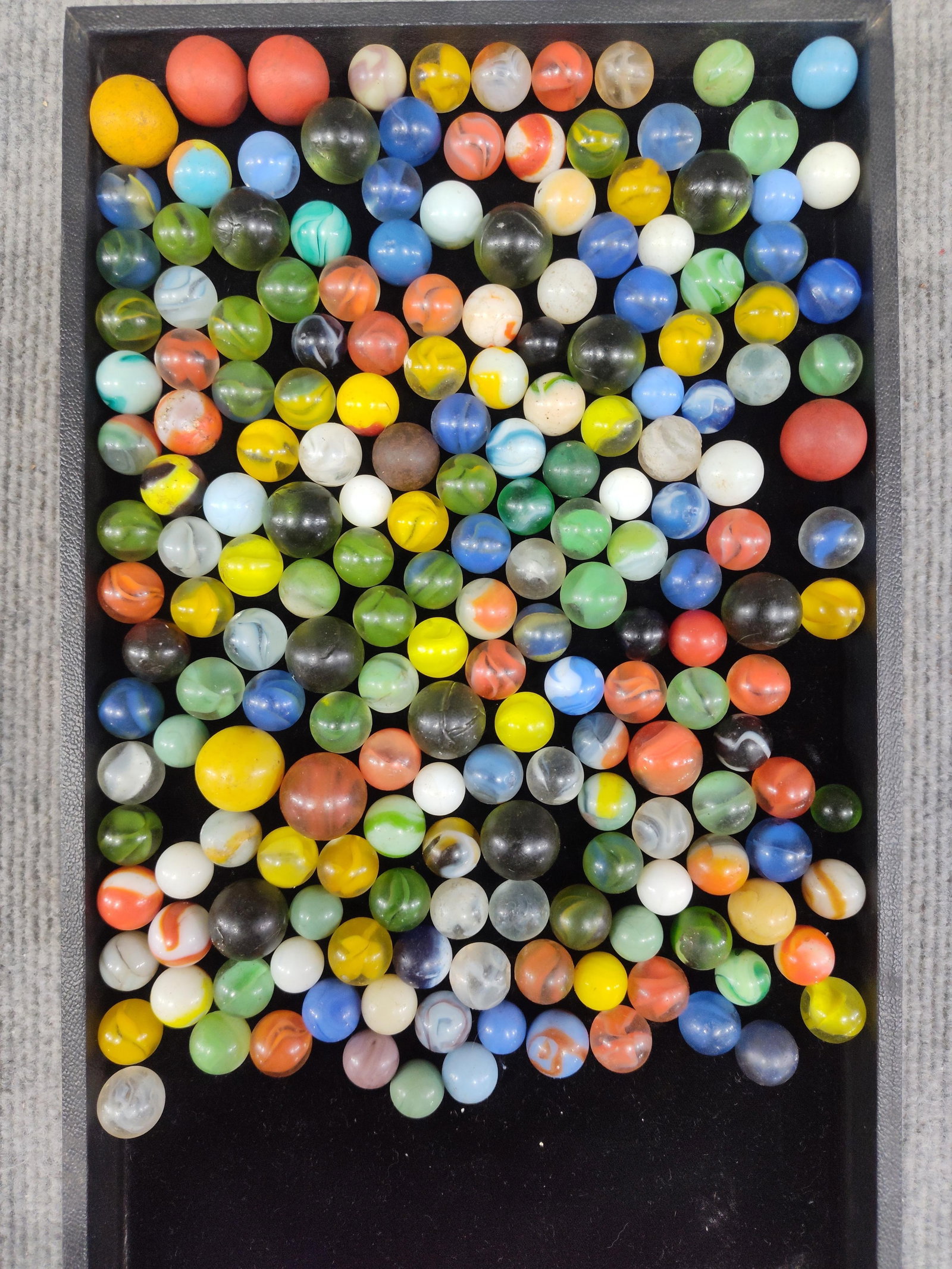 Older Marbles & Shooters: Glass and wood marbles, many different patterns
