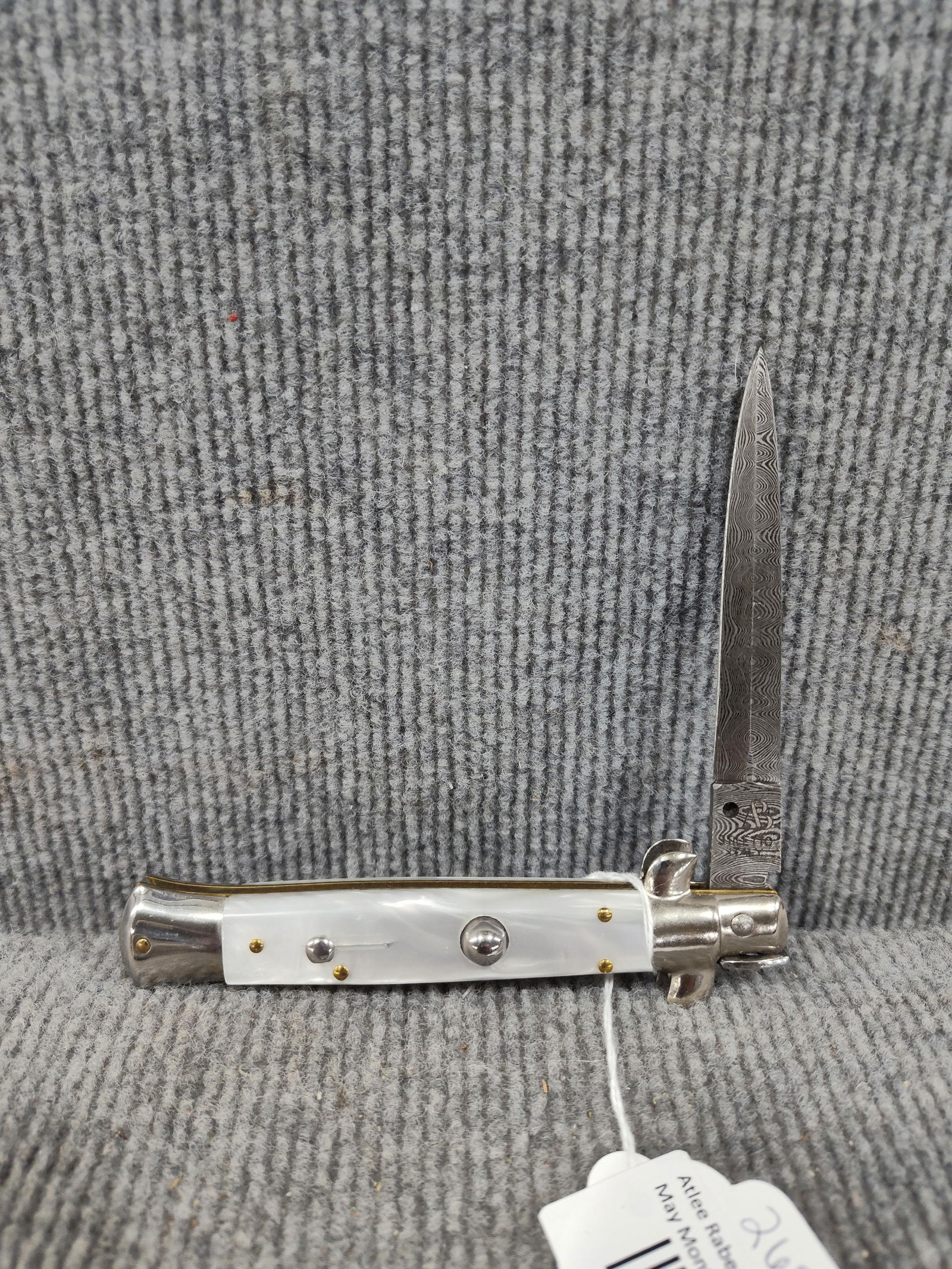 Inox Italian Stiletto Switchblade- Pearl Handle (1 of 3)