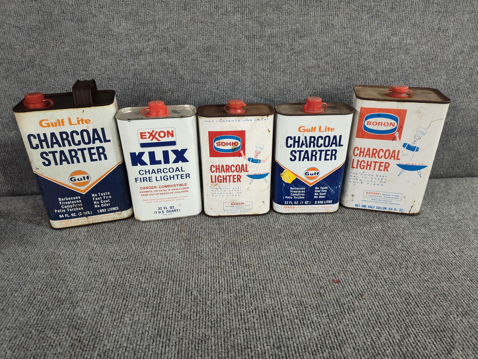 Sohio, Gulf & Boron Charcoal Lighter Cans (1 of 4)