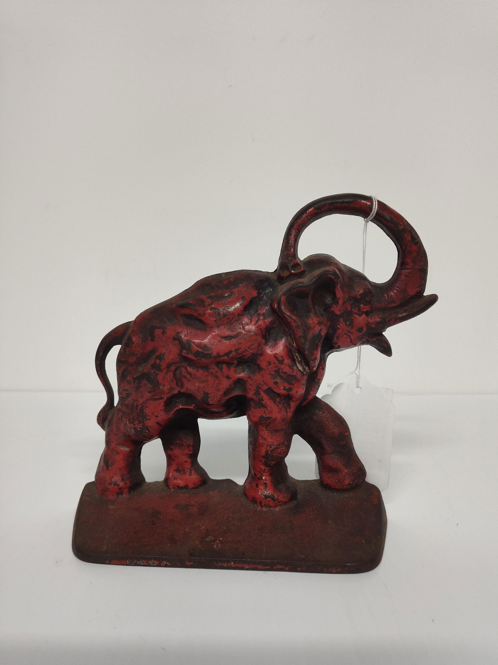 Solid Brass Elephant Doorstop: 7x7, with great red paint.