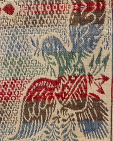 19th Century Eagle & Shield Woven Wool Coverlet, Early Loomed Bedspread