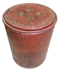 Large Vintage Hand Painted Pennsylvania Dutch Trading Post Dry Goods Storage Barrel