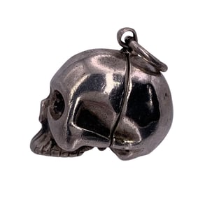 Gothic Memento Mori Sterling Silver Skull Poison, Pill, Locket Pendant, Watch Fob