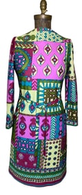 Pop Art 1960's Butte Knit Textured Polyester Vintage Belted Dress