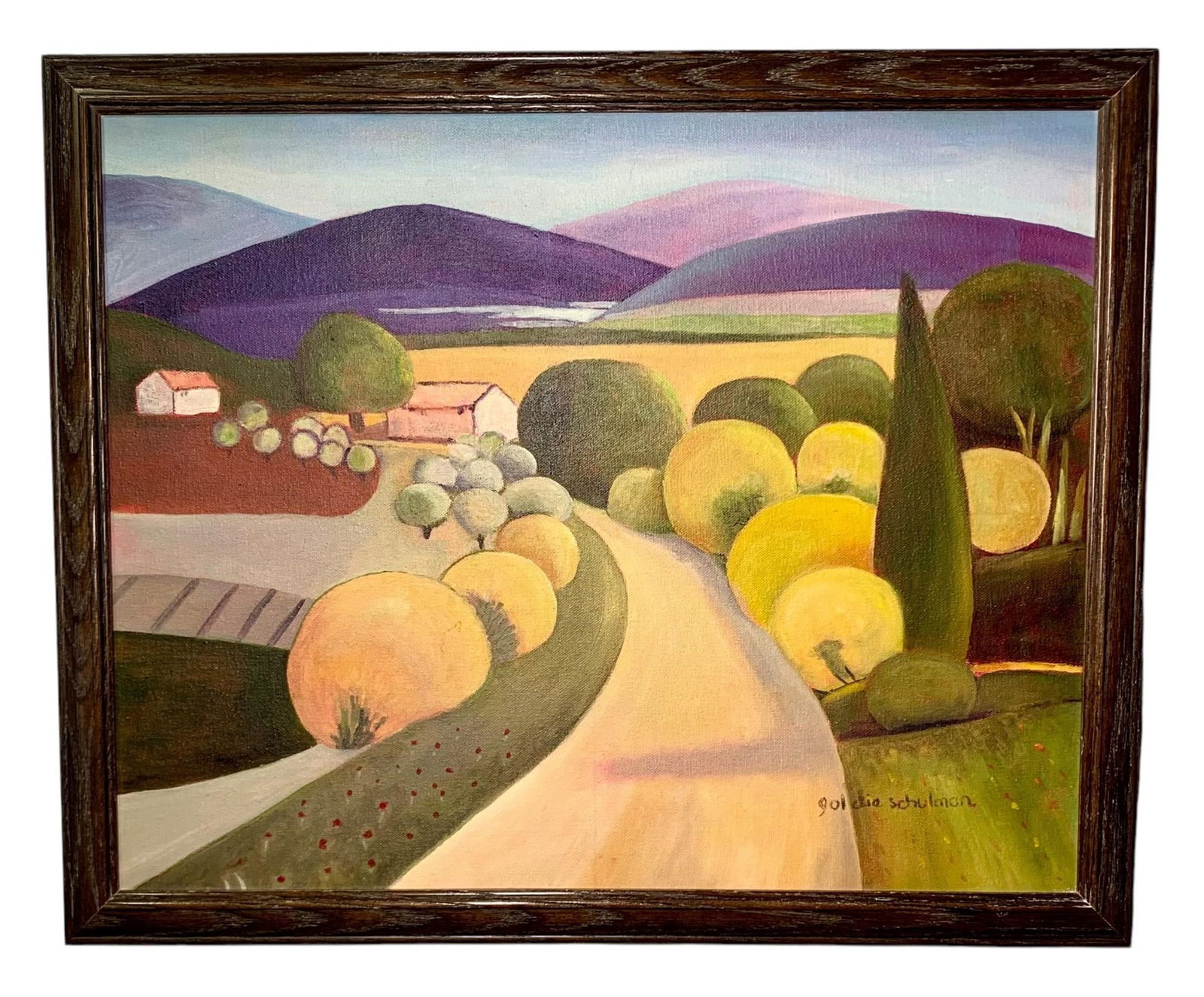 Outstanding Vintage Post-Impressionism Oil on Canvas Landscape Painting, Artist Goldie Schulman (1 of 7)