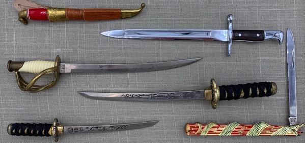 6 pc CSA Rapier, Japanese Samurai, Finland Dagger, Serpent & Bayonet Weaponry Letter Openers