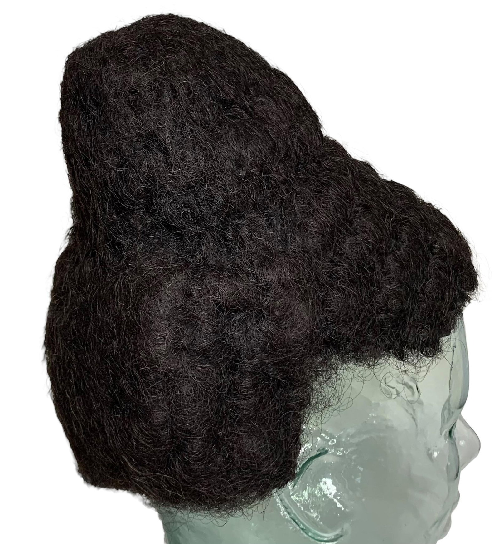 Rare Early Victorian Era Human Hair Hand Sewn Formal Coiffure Ladies Wig: Crafted of human hair in a deep mahogany hue, coiled and hand sewn, early fabric lining.