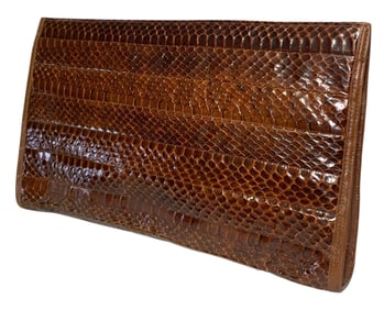 Vintage Italian PALIZZIO Glamorous Large Size Snakeskin Clutch Handbag